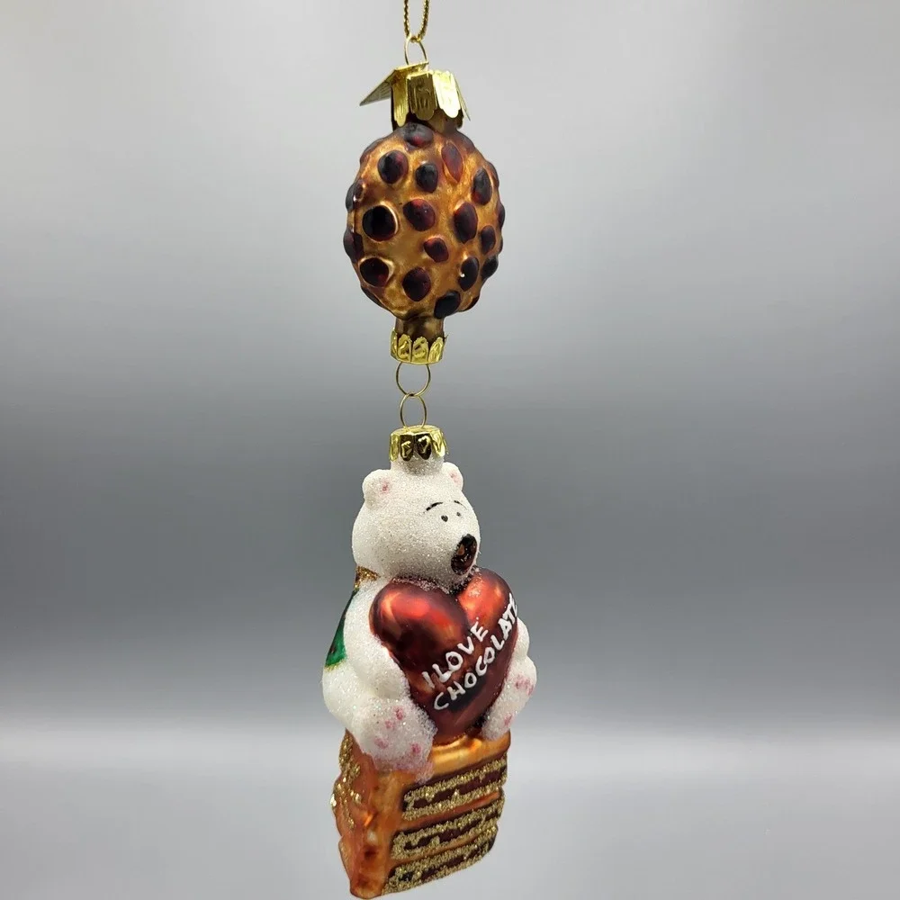 Margaret Cobane Blown Glass Ornament Polar Bear I Love Chocolate Cookie Cake